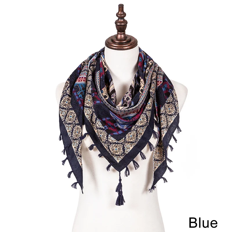 Evrfelan New Scarf Women Winter Scarf With Tassel Printed Flower Pattern Shawl Female Casual Handkerchief Scarves Shawl - Цвет: 09