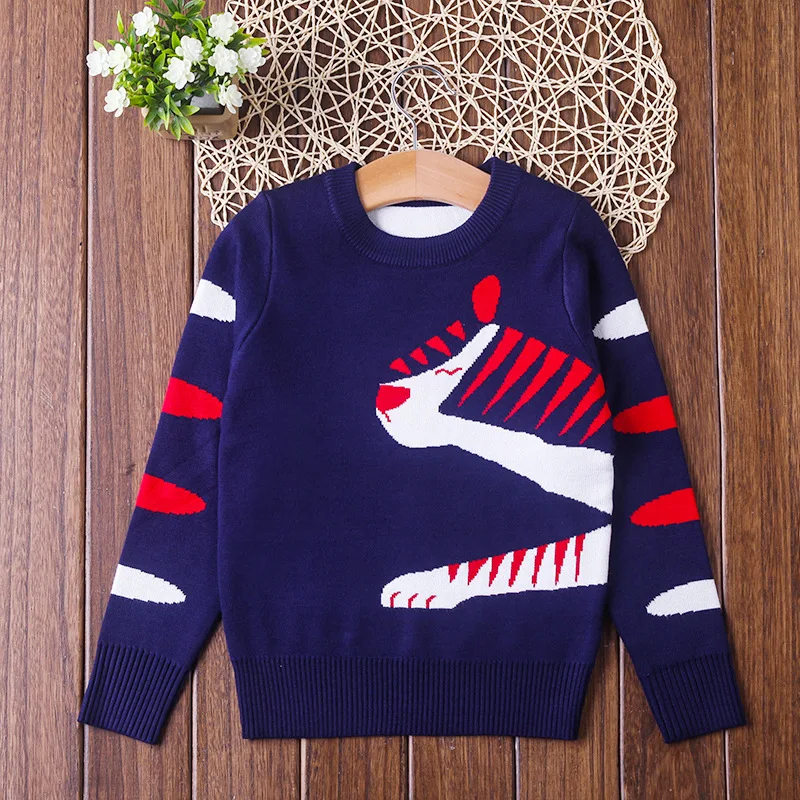 Осенний Детский свитер, милые детские пуловеры с длинными рукавами, теплый вязаный свитер с рисунком для мальчиков и девочек - Цвет: 838-3