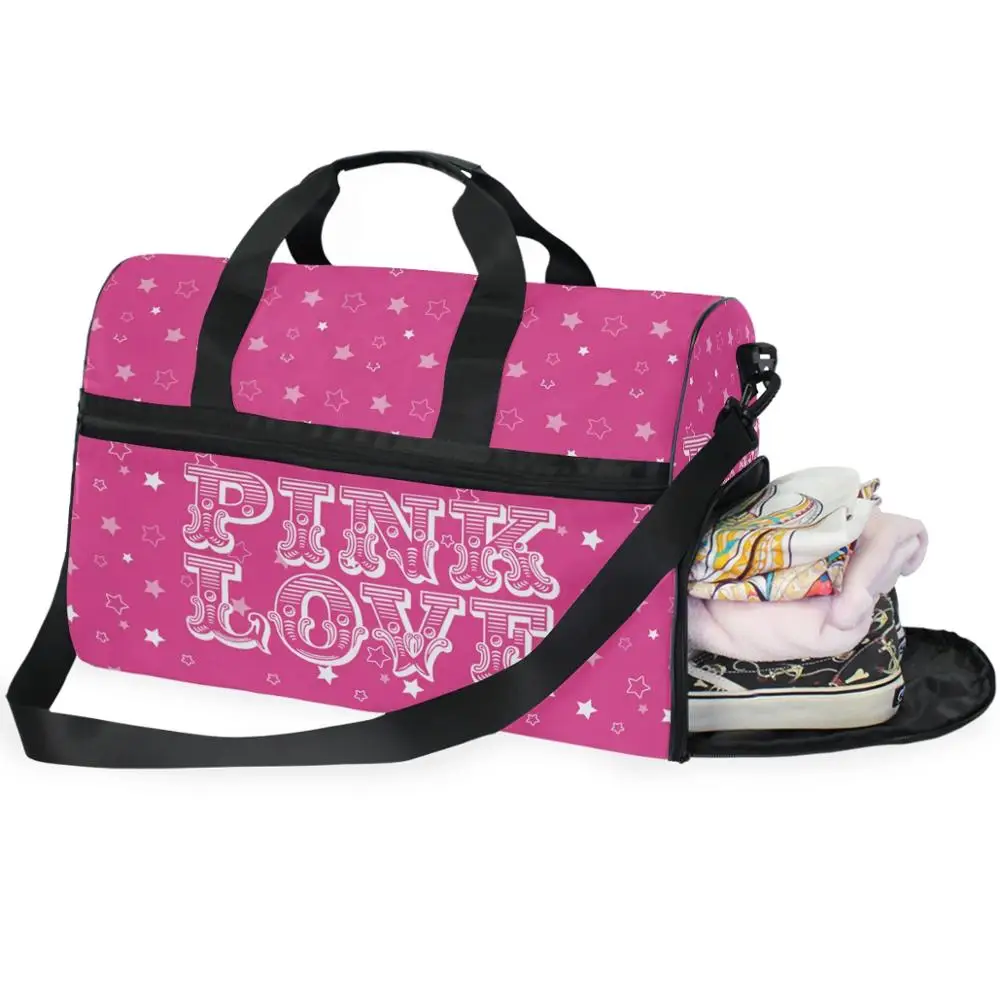 

ALAZA Gym Sports Bag pink printing women Shoe Compartment Waterproof Sport Bags For Fitness Training bag Yoga Bolsa Sac De Sport