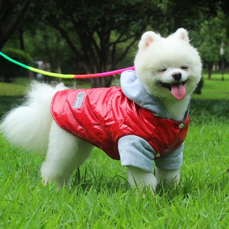 

Warm Dog Jacket Thickening Winter Clothes For Small Middle Dog Windproof Hooded Coat Pet Outfit For French Bulldog Chihuahua