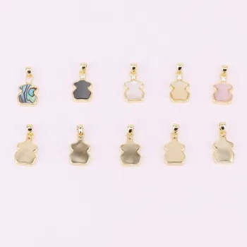 

10x20mm bear pendant with mop decoration high quality polished& gold plated for jewelry making wholesale price