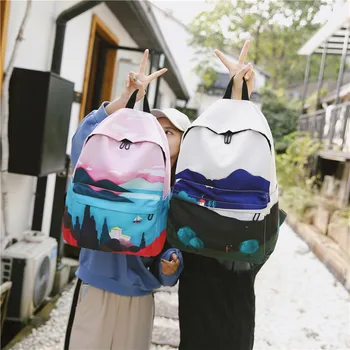 

LENLEI 2020 NEW oil painting department female large capacity junior high school student backpack