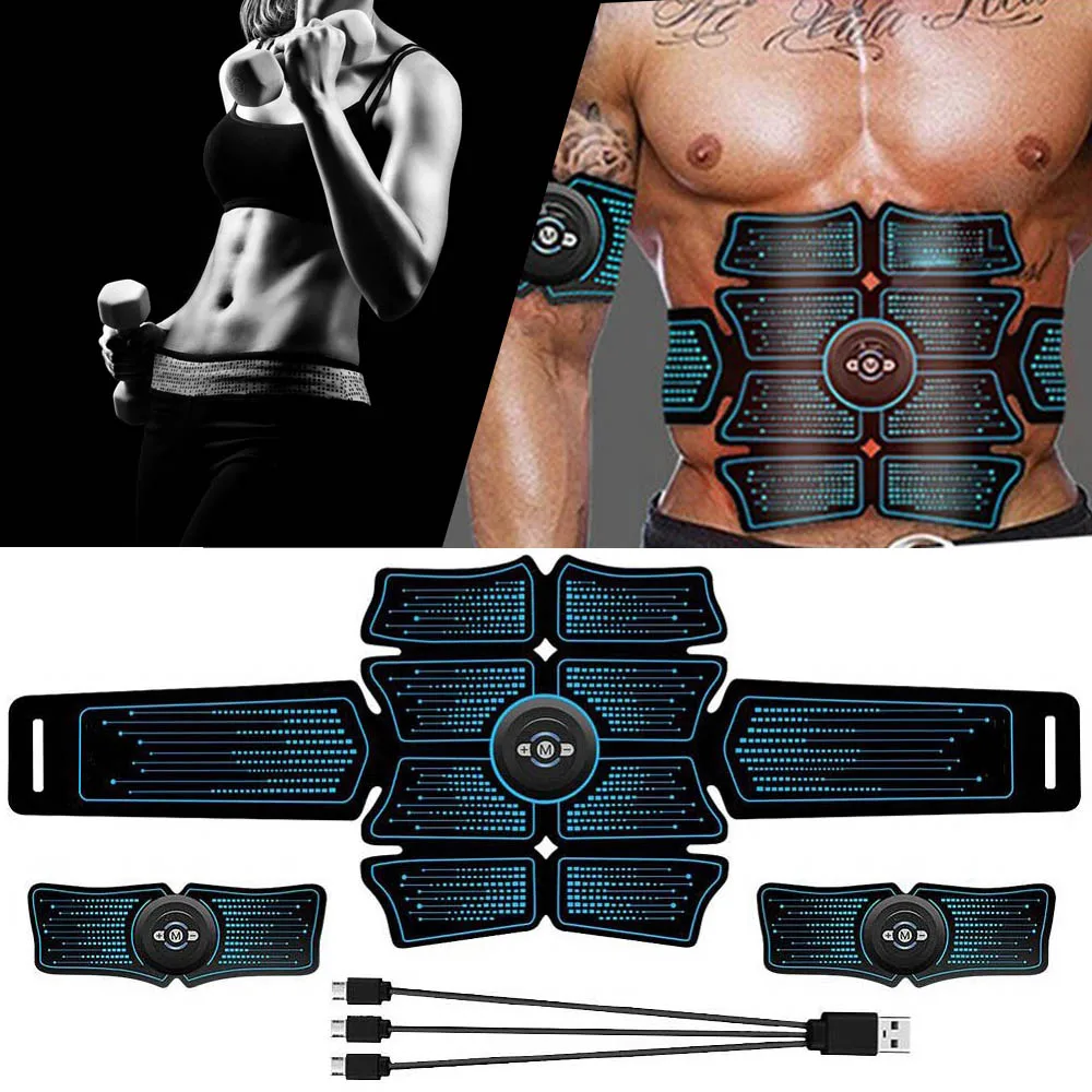 Training Muscle Stimulator Toner Rechargeable Smart Abs Fitness Gear USB Charged Electrostimulation Exercise Equipment Home Gym