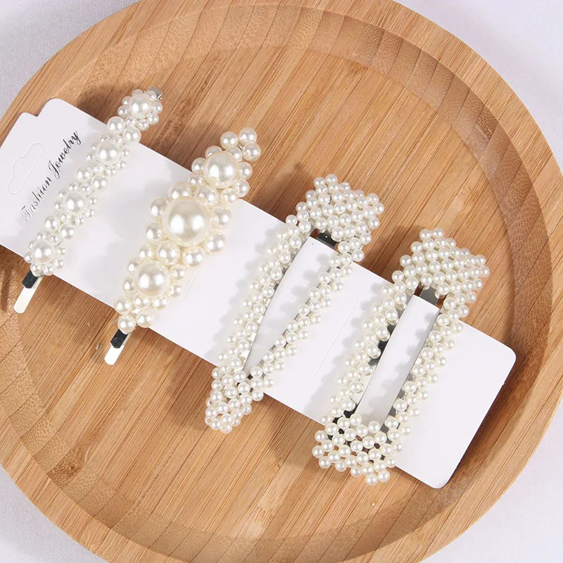 ヘアアクセサリー [MOMENTEL] Spiky Pearl Hairpin Alloy Twist Cross Pearl Bun Hairpin Ponytail Holder Hair