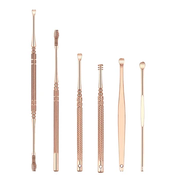

6pcs Ear Wax Pickers Curette Ear Wax Removal Set Ear Cleanning Tool Stainless Steel EarPick Ear Cleaner Ear Health Care Tool Set