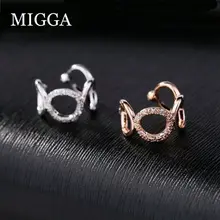 MIGGA 1PC Micro Pavimentada Cubic Zircon Círculo Manguito Orelha Cor de Rosa de Ouro Moda Brinco Clipe Não Perfurou Jóias Mulheres(China)
