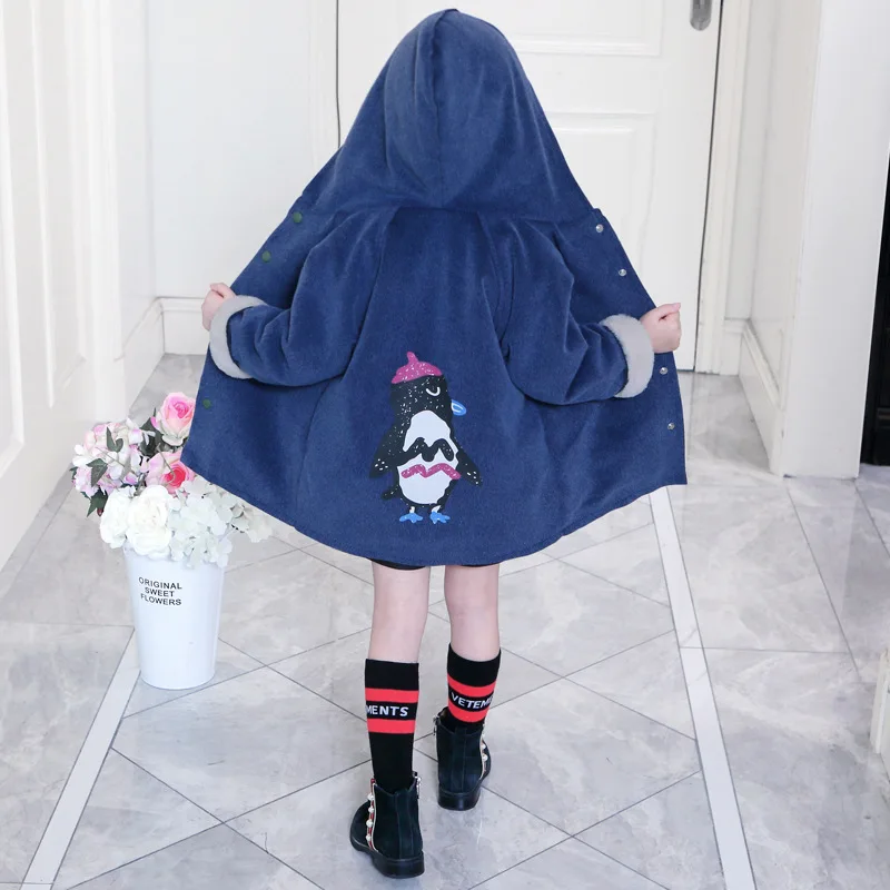 

Girls plus Velvet Jacket Big Boy Hoodie 2019 Fall And Winter Clothes New Style Trench Coat Little Girl Western Style Coat Fashio