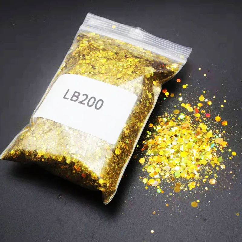 50g/bag Chunky Colors Bulk Glitter Manicure Body/Eye Colors Polyester Holographic Chunky Holographic Glitter Mix Nail sequins