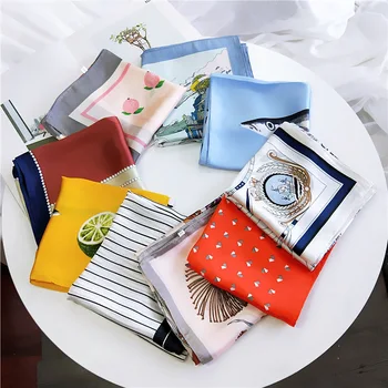 

70*70cm Fashion Polka Dot Leopard Silk Scarf DIY New Styles Women Head Neck Small Square Scarf Satin Hair Ties Bands Neckerchief