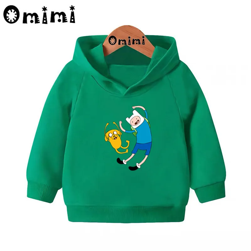Adventure Time Finn& Jaker/милые свитшоты; детские толстовки с капюшоном; крутой пуловер для малышей; топы для девочек и мальчиков; осенняя одежда; KMT5200 - Цвет: Green-5200H