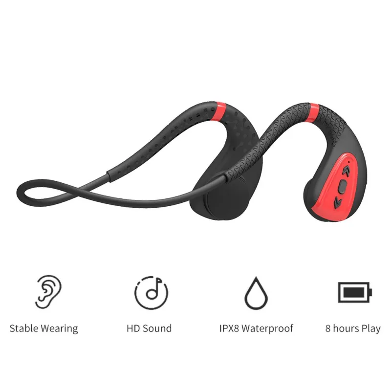 

Slim Design Earphone Bluetooth 5.0 Headphones Bone Conduction Waterproof IPX8 8GB Memory Storage Wireless Earphones