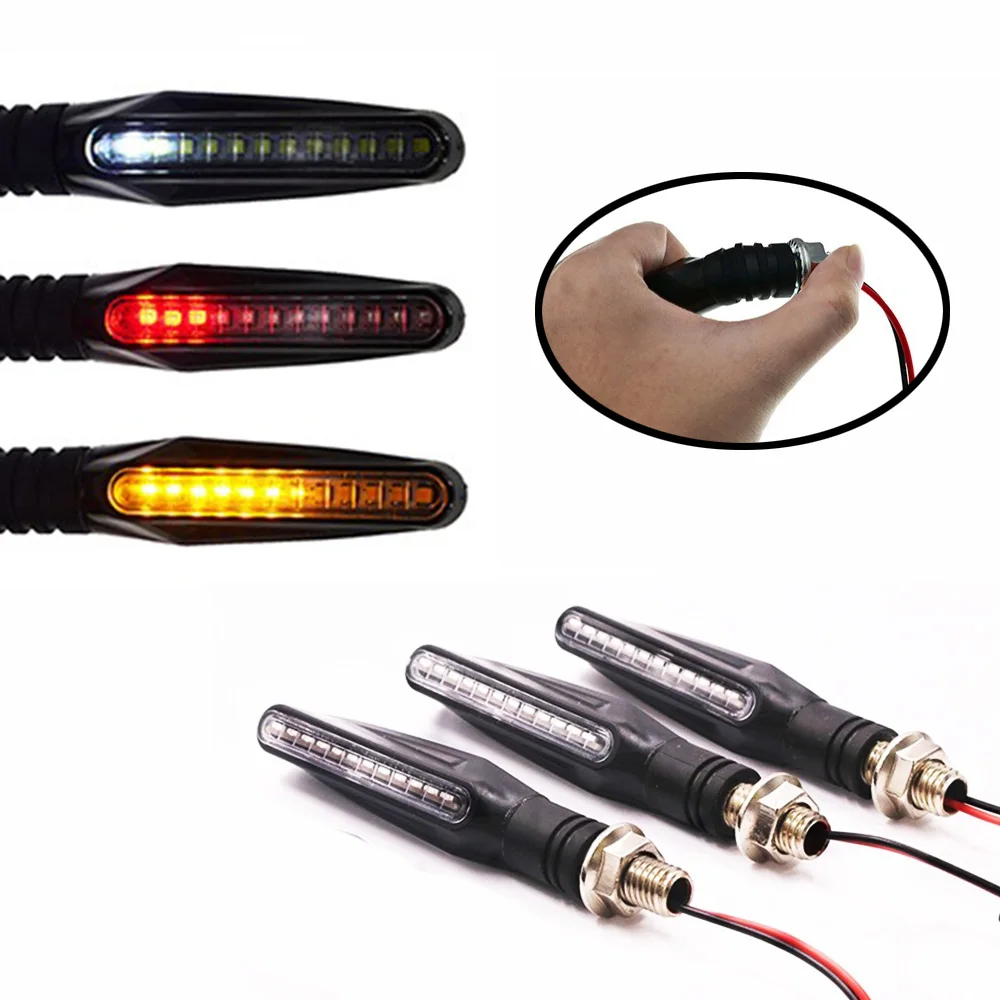 

4PCS Amber White Red Flasher Motorcycle LED ABS Universal Flowing Water Blinker Rear Light Waterproof Turn Signal Lights