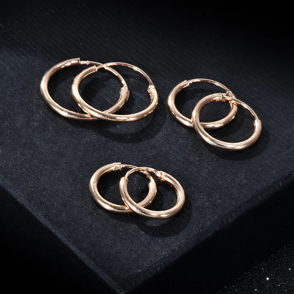3 Pair/Set Fashion Punk Women Girl Simple Round Circle Small Ear Stud Earrings Punk Hip-hop Ear Ring Jewelry Hoop Earrings 4