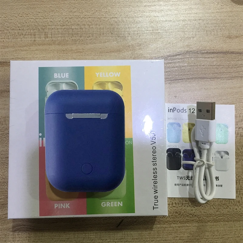 I12 tws беспроводные наушники Bluetooth наушники 3D объемный звук гарнитура спортивные музыкальные наушники для Iphone Xiaomi huawei samsung - Цвет: durk blue with box