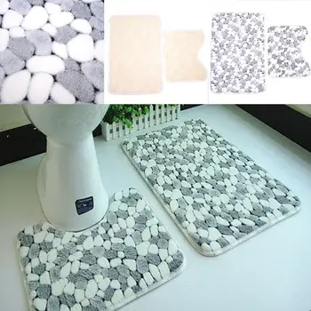 

Stone Bath Pedestal Non Slip Comfy Carpet Floor Pedestal Mat 2 Pieces
