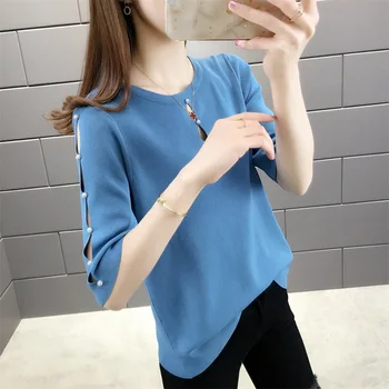 

The new spring and summer, 6066 (8) before in upstairs room ice silk round collar sleeve split sweater dress 33