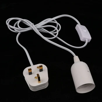 

1pcs Flame Retardant PVC Lamp Holder Socket For E27 Light Base UK Plug For Home, Company, Factory Use Decorations