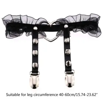 

Women Punk Heart-Shaped Ring Leg Harness Garter Belt Spikes Suspender Thigh Ring Q6PB