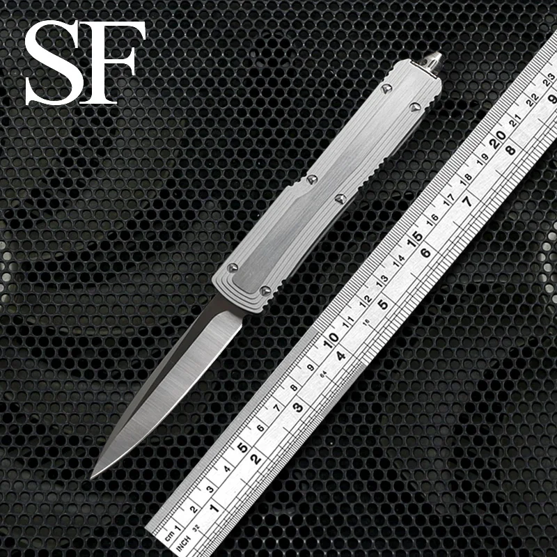 

Ice element OTF white knife high hardness D2 blade aluminum alloy handle pocket knife outdoor EDC adventure tactical knife