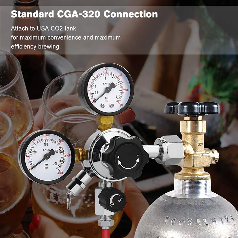 Двойной датчик CO2 проект регулятор подачи пива регулятор давления CGA-320 СО2 бак пивной кегератор регулятор с предохранительным клапаном