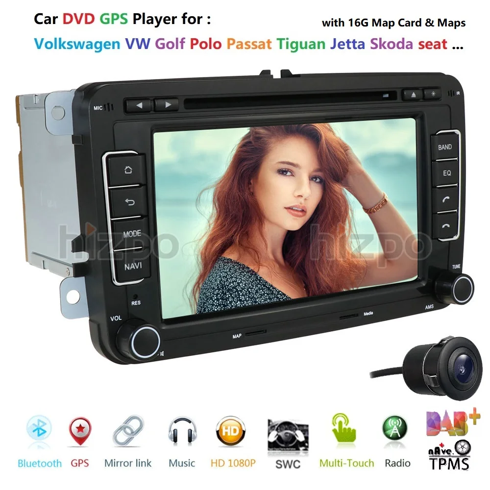 Car Multimedia player Wince GPS 2 Din Car Autoradio Radio For VW/Volkswagen/Golf/Polo/Passat/b7/b6/SEAT/leon/Skoda with Rear CAM