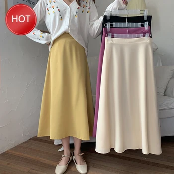 

Women Summer elegant OL Skirt Ladies A-Line Fashion Party Office Skirts Solid High Waist Skirts