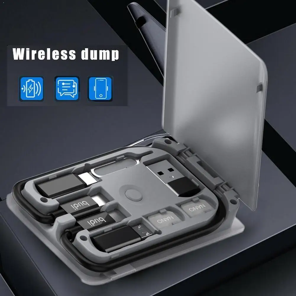 

15W Wireless Charger Data Cable Storage Bag with Universal Data Wireless Head Conversion Charger Portable Line B1L0