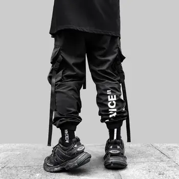 

Ribbon Buckle Multi-Pockets Harem Joggers Pants Streetwear 2019 Men Hip Hop Casual Cargo Sweatpants Trousers Pants Male