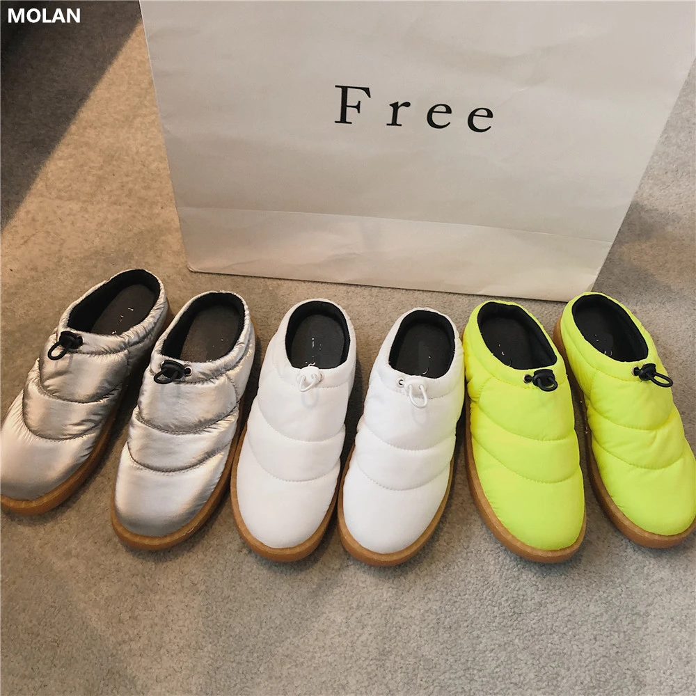 

MOLAN Brand Designers 2019 Autumn Korean Luxury Round Toe Flat Platform Women Shoes Slip On Loafers Mules Flip Flops Casual