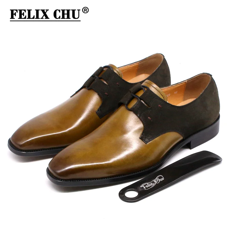 FELIX CHU Square Plain Toe Handmade Men's Dress Shoes Genuine Leather Suede Blue Green Patina Oxford Shoes for Men Wedding Shoes FELIX CHU Square Plain Toe Handmade Men's Dress Shoes Genuine Leather Suede Blue Green Patina Oxford Shoes for Men Wedding Shoes