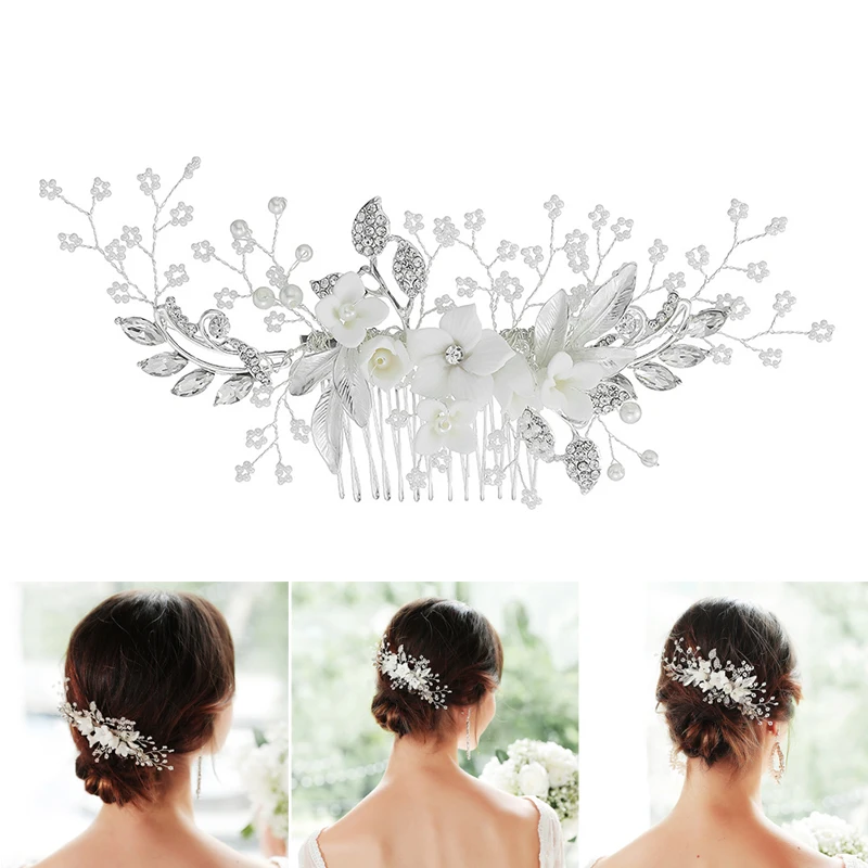 buy Bridal Hair Comb Rhinestone Imitation Pearl Flower Clip Pin Wedding Hair Accessories TY53