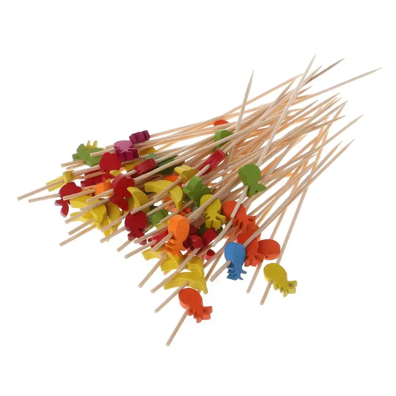 100pcs Food Picks Dessert Buffet Fruit Salad Fork Cake Muffin Party Sticks Cocktail Toothpicks