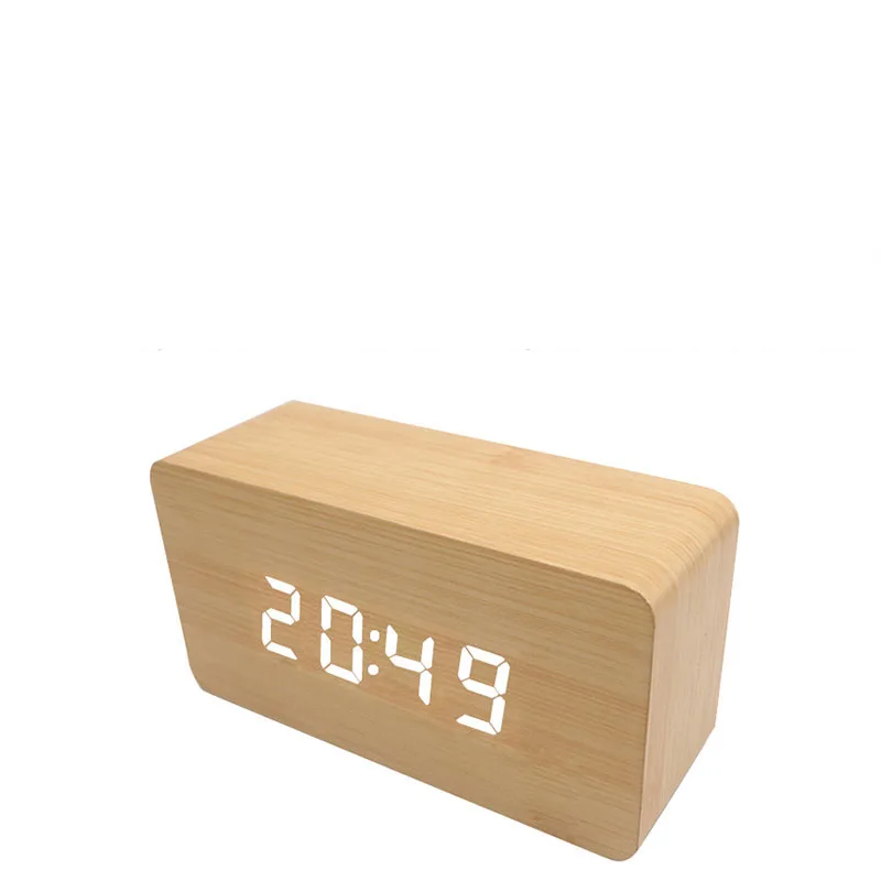 Desk Clock F Современный деревянный цифровой светодиодный Настольный будильник термометр Таймер Календарь Красный светодиодный цифровой будильник креативный домашний декор QLA024 - Цвет: Desk Clock F