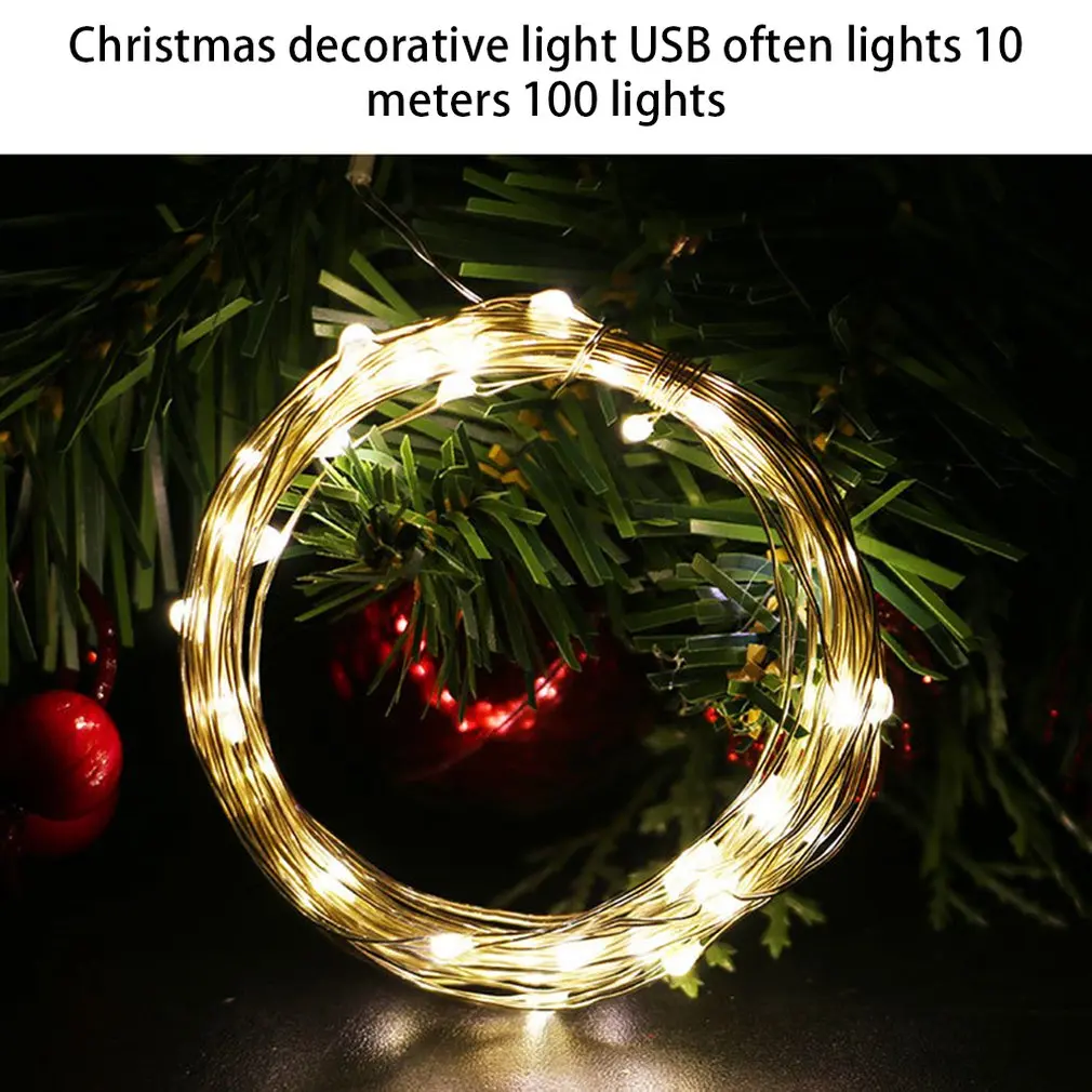 10 м 100 Led праздник освещение струна Usb с пультом дистанционного управления световая гирлянда Серебряная линия световая гирлянда Рождественское украшение маленькие огни