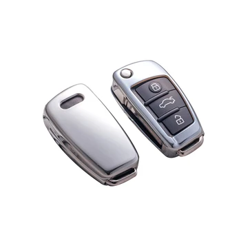 

New TPU bright plating Soft silicone Key Cover Case For Audi Q3 A4L A6L Q5 Q7 A1 A3 car flip key cover 6 color accessories