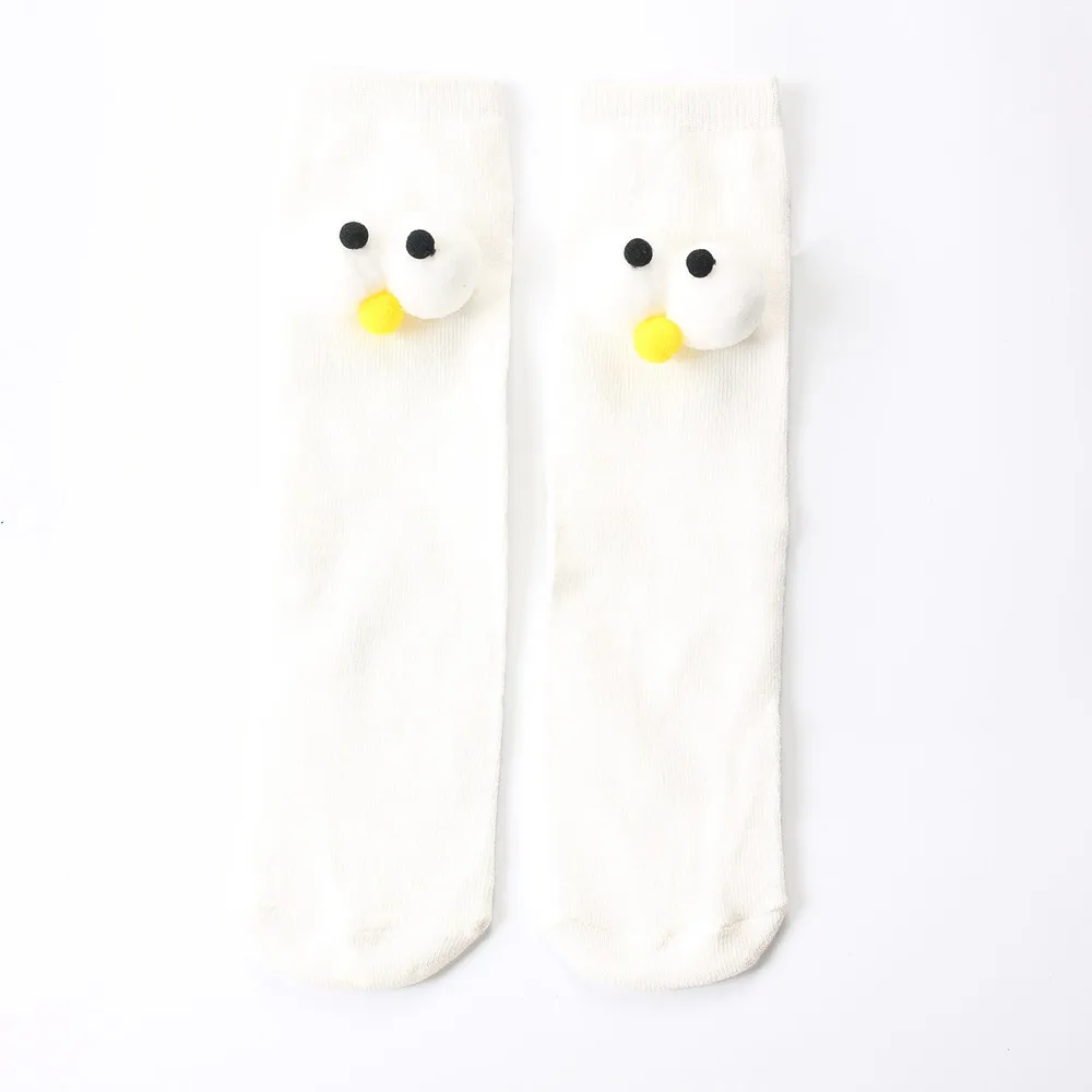 Милые дизайнерские детские гольфы с большими глазами осенне-зимняя одежда для мальчиков и девочек хлопковые носки Длинные носки для маленьких девочек-подростков - Цвет: 3 Pairs