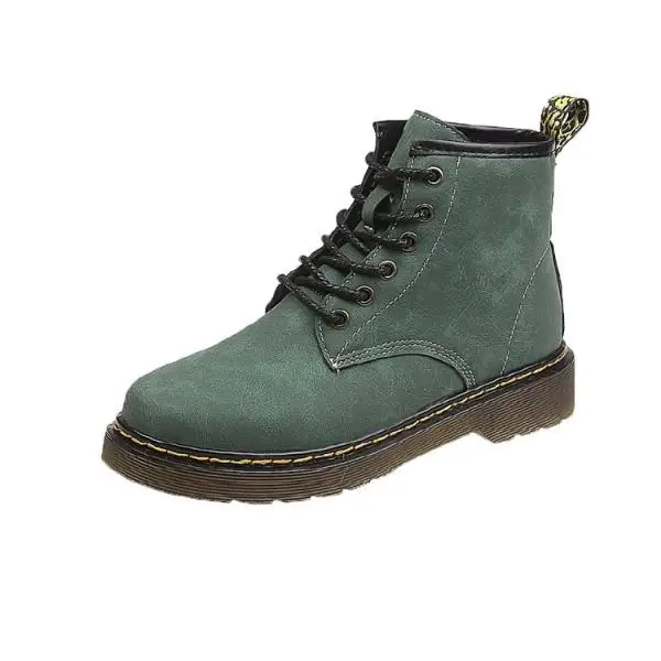 Ботинки на шнуровке; обувь Martin для женщин; Роскошные Дизайнерские плюшевые ботинки для женщин; коллекция года; ботинки с круглым носком; модные женские ботинки на резиновой подошве средней высоты в стиле рок - Цвет: 2
