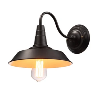 

Gooseneck Barn Light Farmhouse Wall Mounted Light Appearance E27 Black Industrial Garage Wall Light