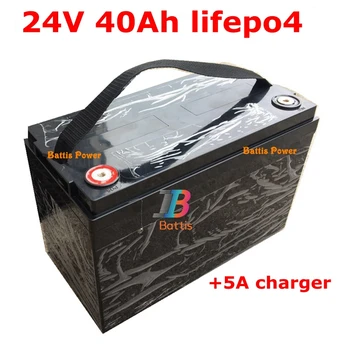 

waterproof 24V 40Ah LiFePO4 battery BMS 8s for 1000w power energy Solar system Motorised Golf carts Caravans + 5A charger