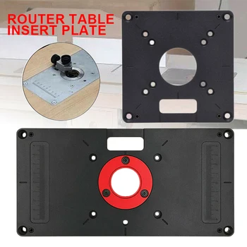 

1pc Router Table Insert Plate Woodworking Tools Black Aluminum Alloy Engraving Trimmer Router Table Insert Plate Base
