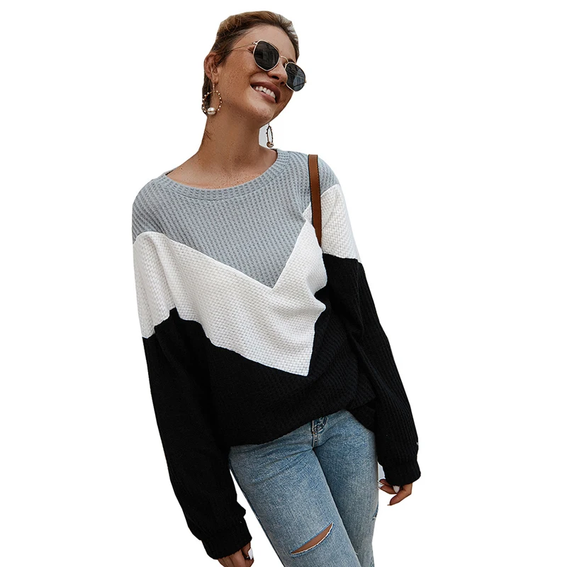 Gplus зимний лоскутный Женский вязаный свитер, толстый теплый женский свитер с длинным рукавом, пуловер большого размера, джемпер для женщин - Цвет: Черный