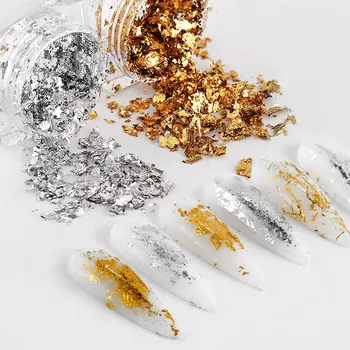 

Gold Silver Nail Art Foil Paper nail art design Irregular Aluminum Nail Sticker Manicure Glitter Gel Polish Nail Decoration
