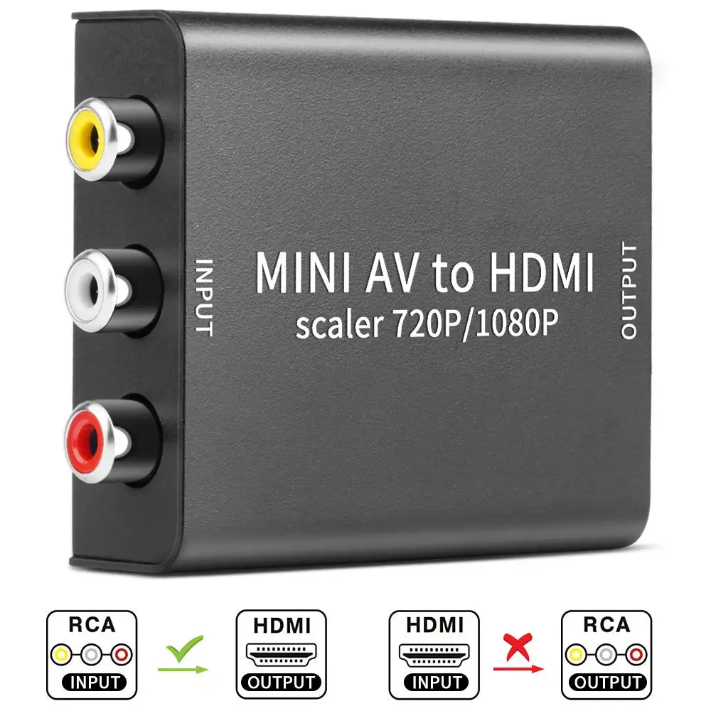 

Onvian AV to HDMI Scaler Adapter 1080P CVBS AV RCA to HDMI Video Audio Converter Adapter Support PAL/NTSC for PC/TV/STB/VCR/DVD