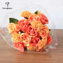 Искусственные цветы 23 см, искусственные цветы, букет 16 цветов, искусственный букет невесты, свадебные, домашние, Декоративные искусственные цветы