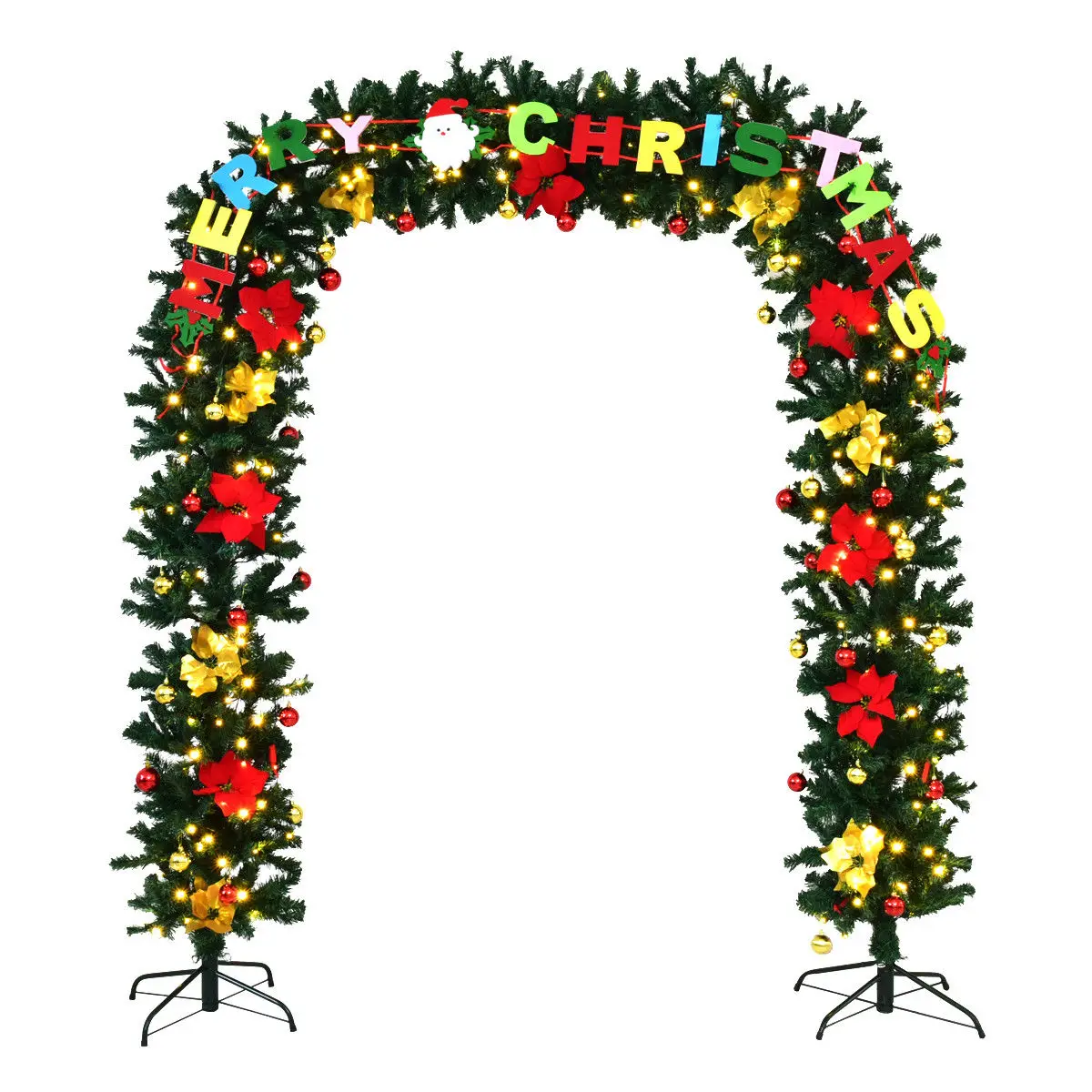

Costway 7.5'x 5'Pre-Lit Arched Christmas Tree Archway LED Lights