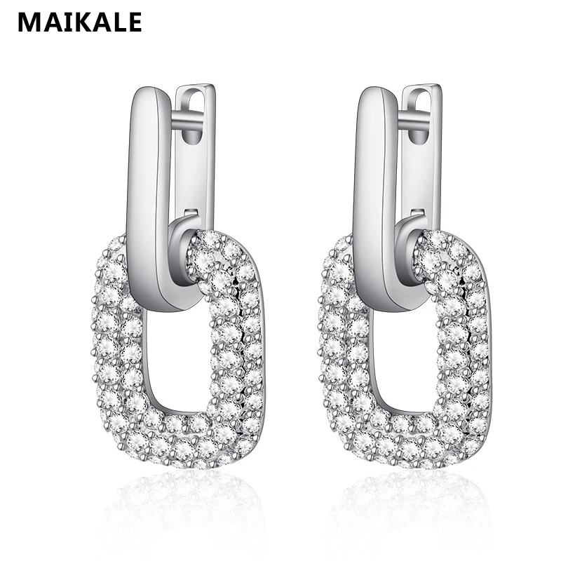 MAIKALE, круглые корейские серьги-гвоздики, кубический цирконий, модные серьги, классические серьги, ювелирные изделия для женщин, праздничные подарки на годовщину