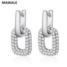 MAIKALE, круглые корейские серьги-гвоздики, кубический цирконий, модные серьги, классические серьги, ювелирные изделия для женщин, праздничные подарки на годовщину