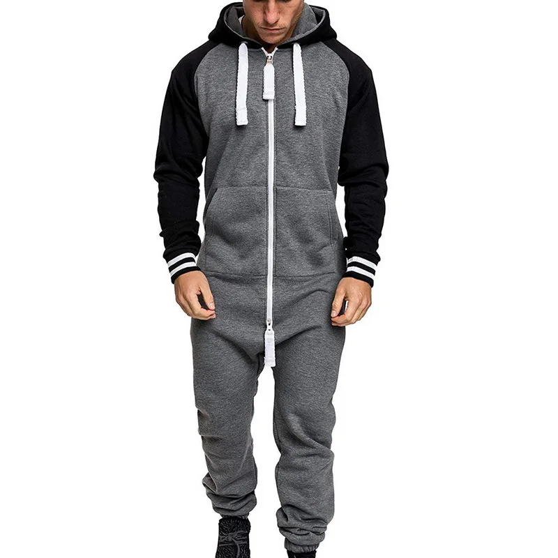 Gray White MJARTORIA, Мужская цельная Пижама Gar, спортивный костюм на молнии с капюшоном, мужской комбинезон с камуфляжным принтом, уличная одежда, комбинезоны - Цвет: Gray White