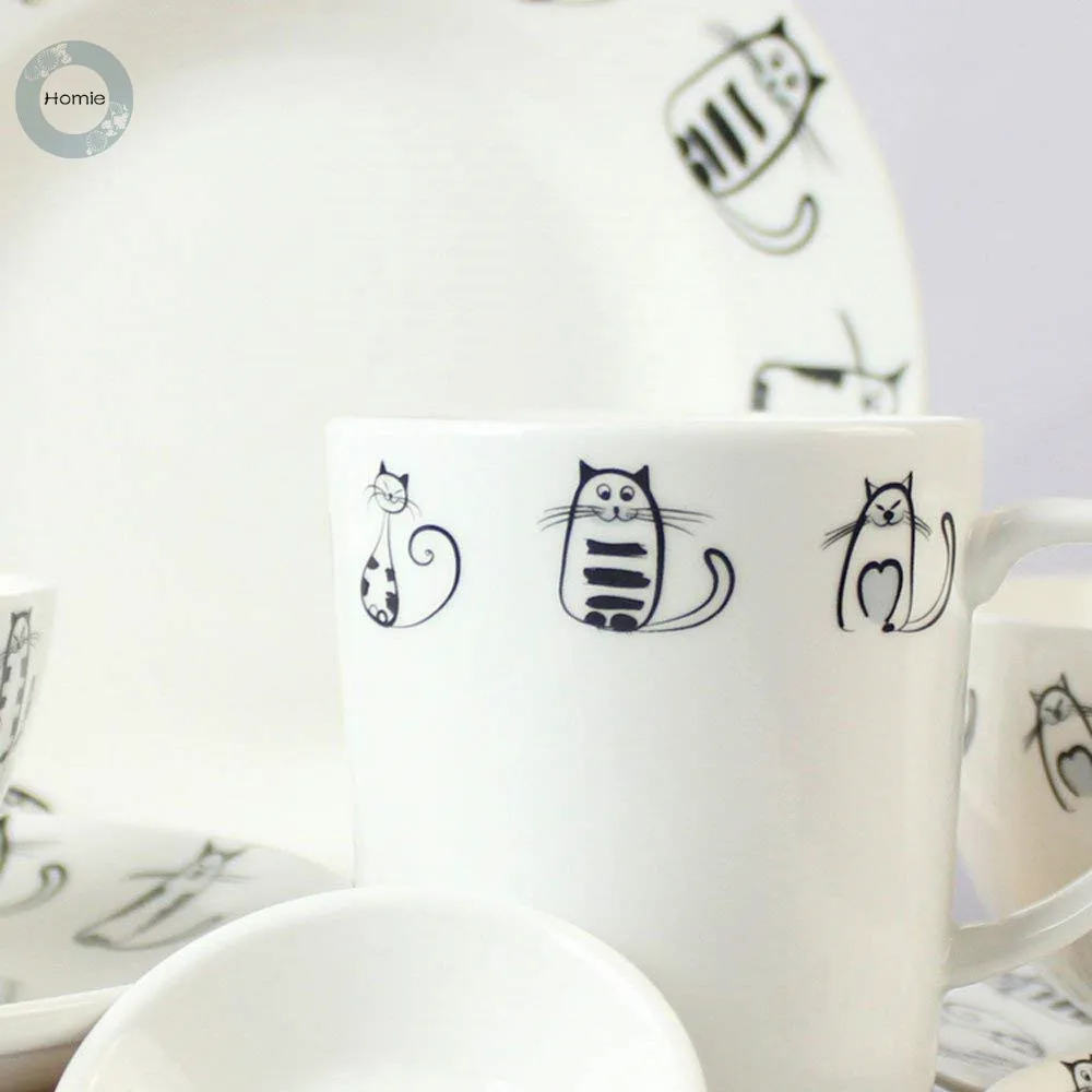 Super Cute Cat Ceramic Mug, Coffee Milk Tea Ceramic Mugs Morning Cup with Cat Lovely Kitty Cup Novelty for Cat Lovers,Birthdays Party Kitchen Birthday Wedding Catering Meow Porcelain 7.6OZ0