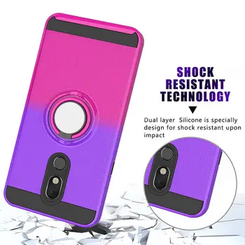 

10pcs/lot Gradient TPU+PC 2 in 1 Back Phone Case For LG Stylo 4 5 Q Stylus 4 Aristo 2 3 Plus K8 2018 360 Rotating Magnetic Ring